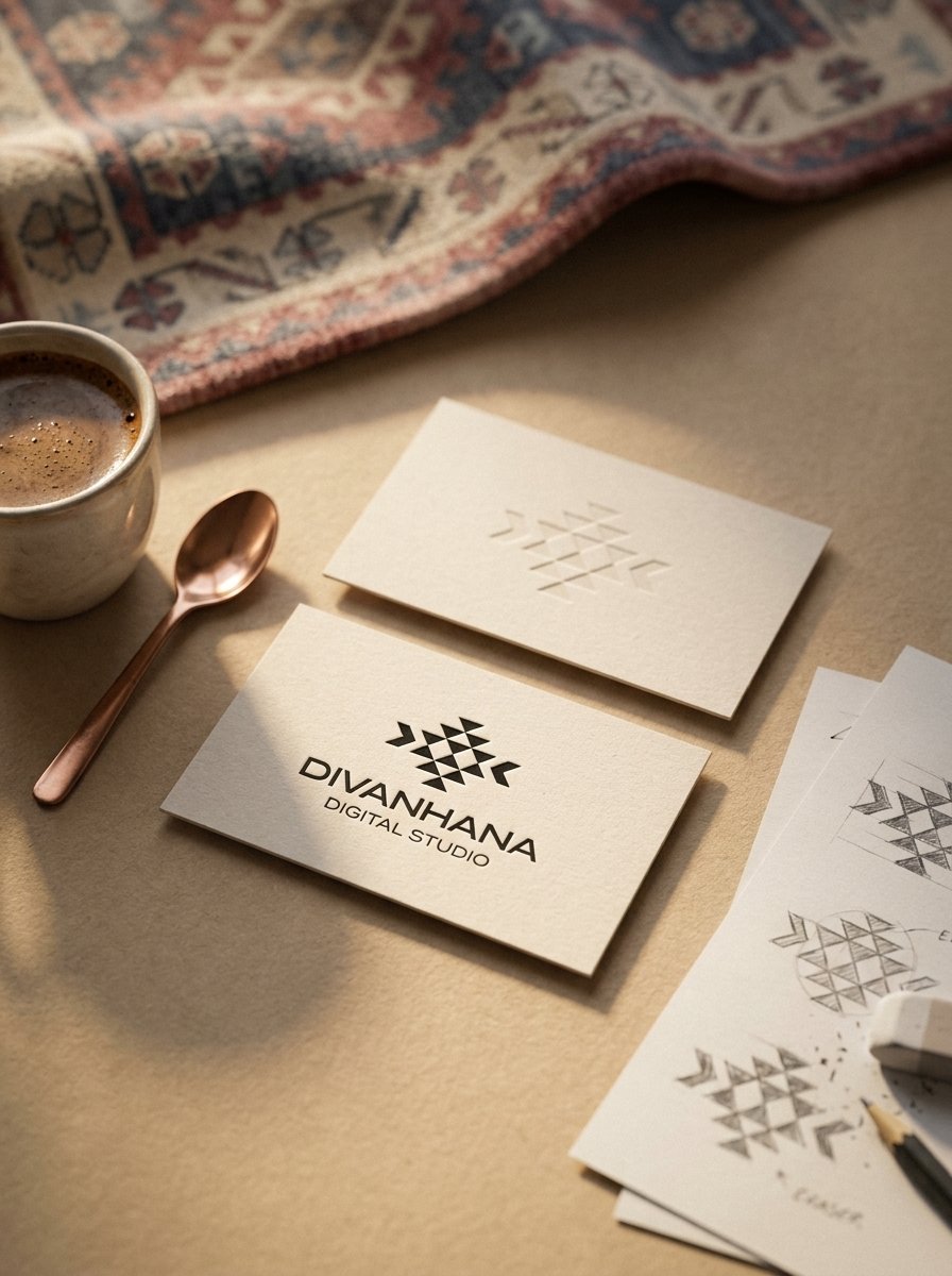 Divanhana Digital Studio card on a styled wooden table